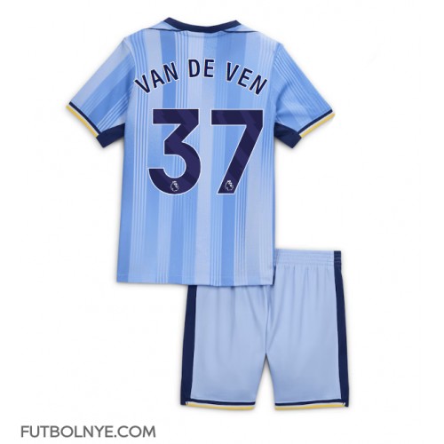 Camiseta Tottenham Hotspur Micky van de Ven #37 Visitante Equipación para niños 2024-25 manga corta (+ pantalones cortos)